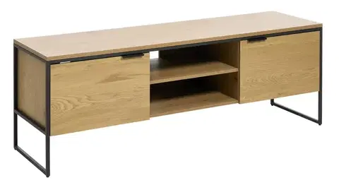 Estila TV stolek Holstebro, dub/černý kov, 155 cm