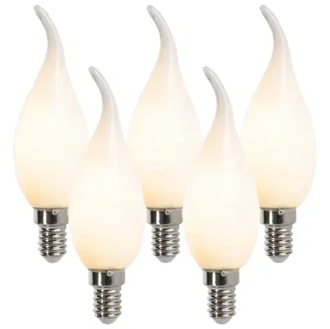 Sada 5 E14 stmívatelných LED filamentových svíček F35 matných 3W