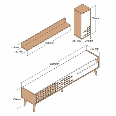 TV stěna / Sestava pod TV Valensiya - Walnut, Anthracite