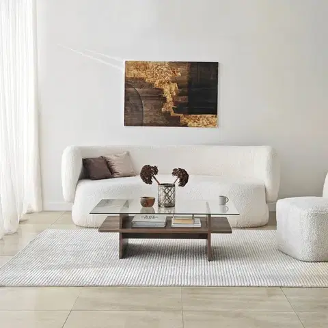 Konferenční stolek Saga Rectangle - Walnut, Transparent