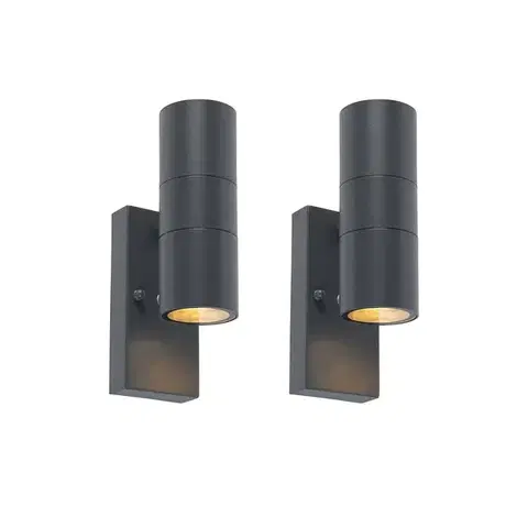 Sada 2 venkovních nástěnných lamp tmavě šedých 2-světlo senzor soumraku - Duo