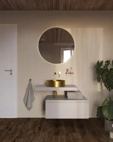 Umyvadlo na desku zlaté SAT Aurum 38x38 cm bez přepadu SATAUR3838BG SATAUR3838BG