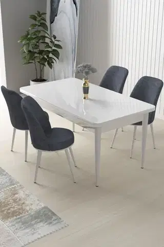 Dining Table & Chairs Set (5 Pieces) Nil - White, Fume