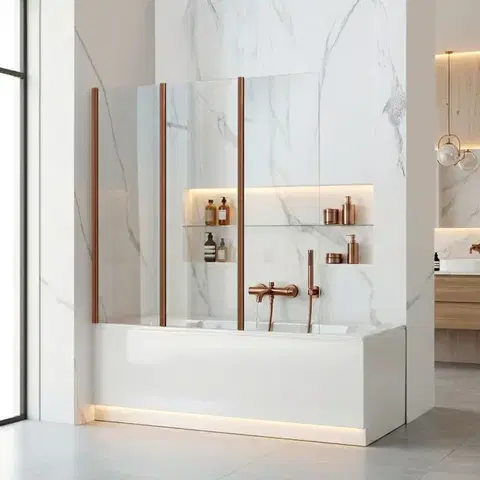 REA Skládací vanová zástěna AGAT-3 120 Brush Copper REA-W5697
