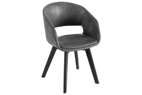 Estila Design modern Lena dining chair with gray upholstery and black wooden legs 79cm