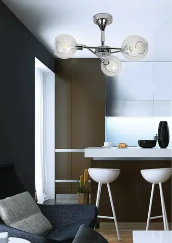 Bezbarvá závěsná lampa s chromovaným košem Ozzo
