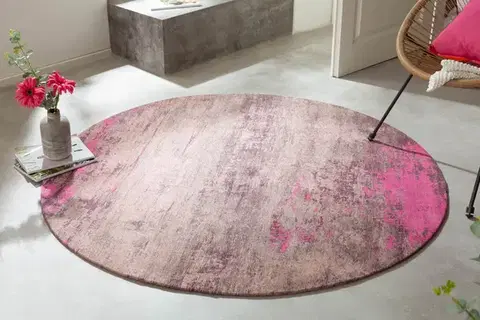 Estila Designový kruhový koberec Adassil z bavlny růžovo-béžové barvy 150cm