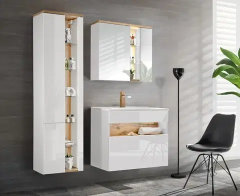 COMAD Zrcadlová skříňka 80cm 2 dvířka BAHAMA WHITE 5907611648384