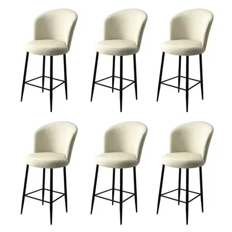 Bar Stool Set (6 Pieces) Fora - Cream, Black