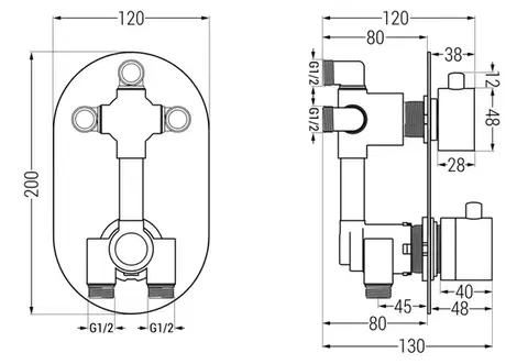 MEXEN Kai termostatická baterie sprcha/vana 3 výstupy chrom 77602-00