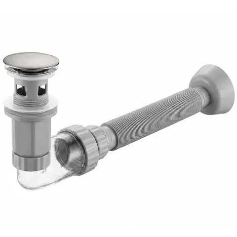 REA Umyvadlový sifon s univerzální výpustí click-clack Flow Brush Nickel REA-A9495