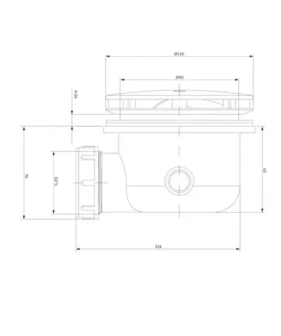 OMNIRES CGS sifon pro sprchovou vaničku černá mat /BLM/ ST6590.43+ST45XBL