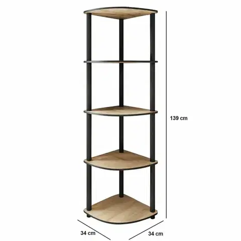 Regál Corner Oak, 5 polic