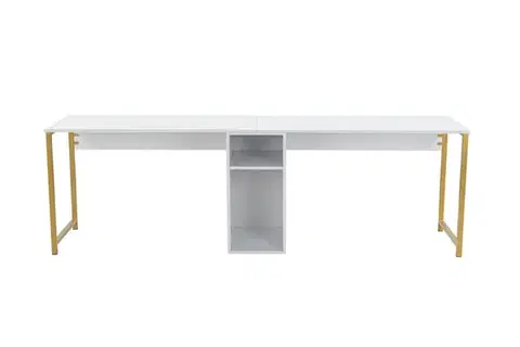 Psací stůl Twin Study Desk - White, Gold
