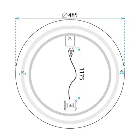 REA Zrcadlo LED  50cm BAS HOM-05517