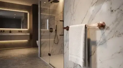 Držák ručníků SAT Cool montáž bez vrtání broušená rose gold SATDCO23BRG SATDCO23BRG
