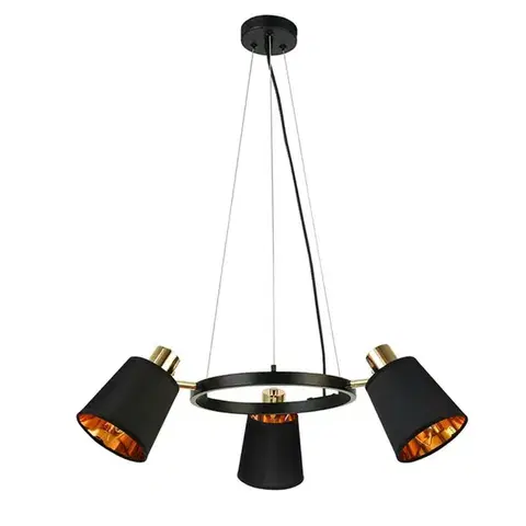 ACA Lighting závěsné svítidlo 3XE14 černý kov + stínítko D63XH100CM NORMA EG213P63BK