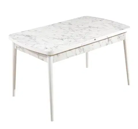Extendable Dining Table Carrara - White, Grey