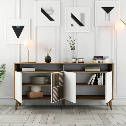 Skříňka Milan Walnut and White