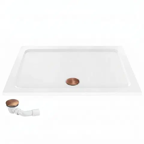 REA/S Sprchová akrylová vanička Belmond White 90x120 Krytka kartáčovaná měď KPL-04373