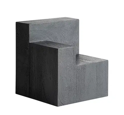 Estila Luxusní art deco geometrický masivní černý příruční stolek Cubia Nera ve čtvercovém tvaru z masivního mangového dřeva 45 cm
