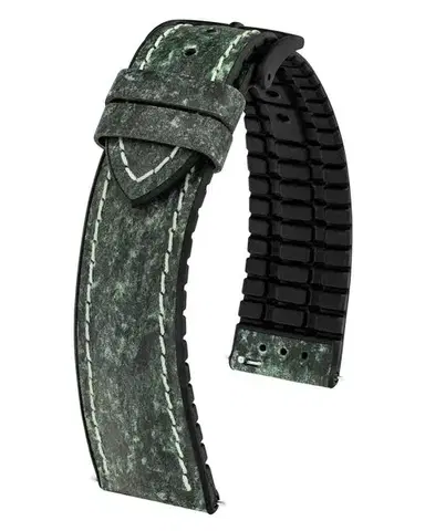 Řemínek Hirsch Stone - zelený - 19 mm - L – Standardní délka - 18 mm - Černá