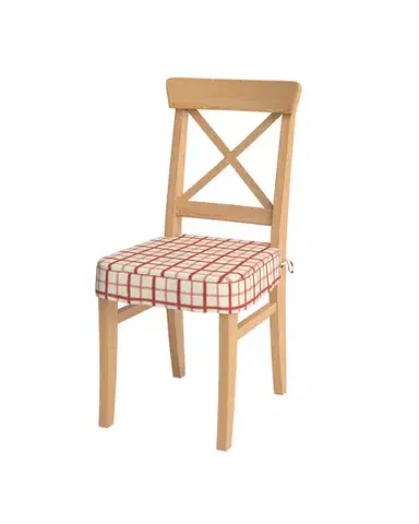 Sedák na židli IKEA Ingolf barva červená látka vzorované