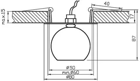 Stropní lampa SK-20 CH G4 chromový rám stropní. pevná křišťálová koule 20W G4