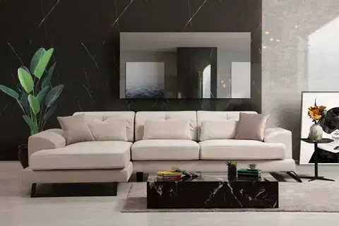 Hanah Home Rohová sedací souprava FRIDO levá ecru