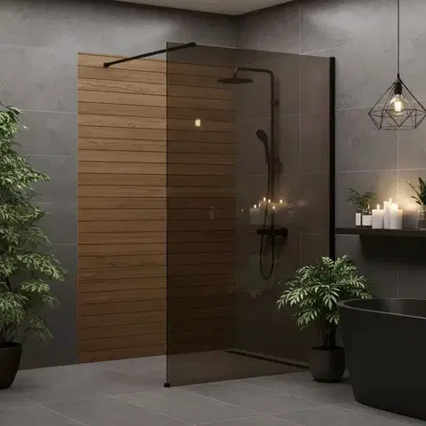 REA/S Sprchová zástěna Flexi Brown / Black 140 KPL-K99188