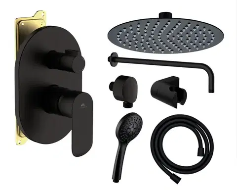 Rubineta OLO+ULTRA-2F BLACK, podomítkový sprchový set včetně příslušenství OLBA625057