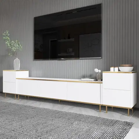 TV stěna / Sestava pod TV Imaj - White, Gold
