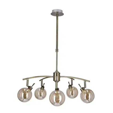 Závěsná lampa Lentini patina 5x40W g9 jantarové stínidlo