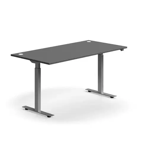 Výškově nastavitelný stůl FLEXUS, 1600x800 mm, stříbrná podnož, šedá