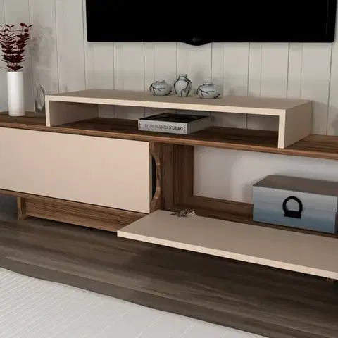 TV stolek Grasyas - Light Walnut, Beige