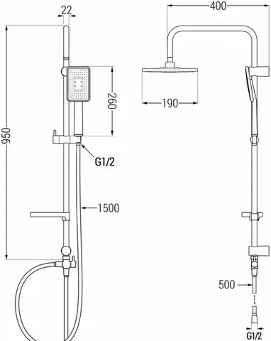 MEXEN/S X54 sprchový sloup černá / chrom 798545491-71