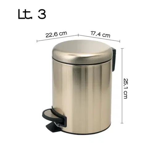 Gedy POTTY odpadkový koš 3l, Soft Close, zlato mat 320987