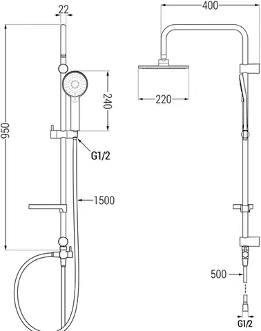 MEXEN/S X40 grafit sprchový sloup 7984040091-66