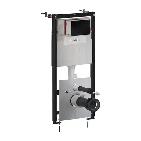 OMNIRES Set: STRONGFRAME podomítkový rám + STEEL-R45 splachovací tlačítko, černý polomat STFWC1R45-RBL