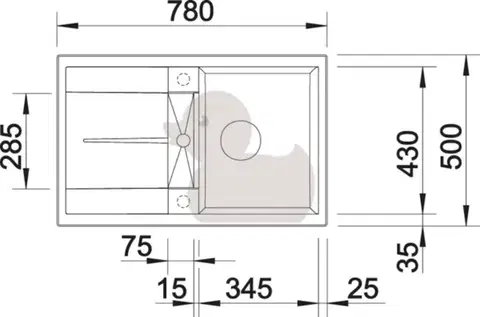 Set dřezu a baterie Blanco 09 METRA 45 S 78x50 cm antracit + MIDA SETB2 SETB2