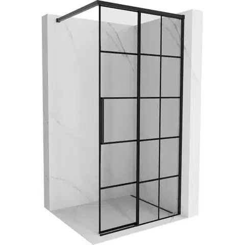 MEXEN/S Rox Sprchová zástěna WALK-IN pravá 120 x 200, černá kratka 8 mm, černá 8C2-120-003-70-77-P