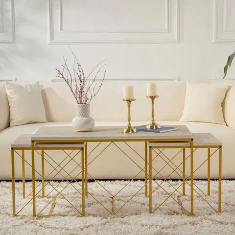 Konferenční stolek Defne Gold Travertine