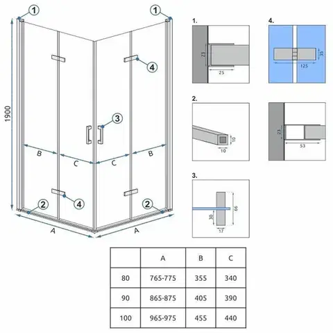 REA/S Sprchová kabina Molier Chrome Double 80x90 KPL-K6369