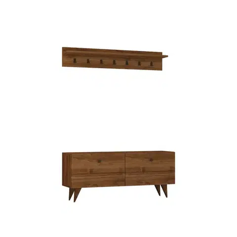 Nástěnný věšák s botníkem Rupa Walnut