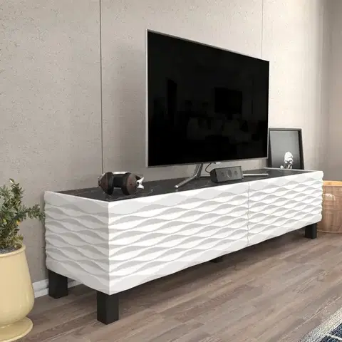 TV stolek Lerze - White, Black