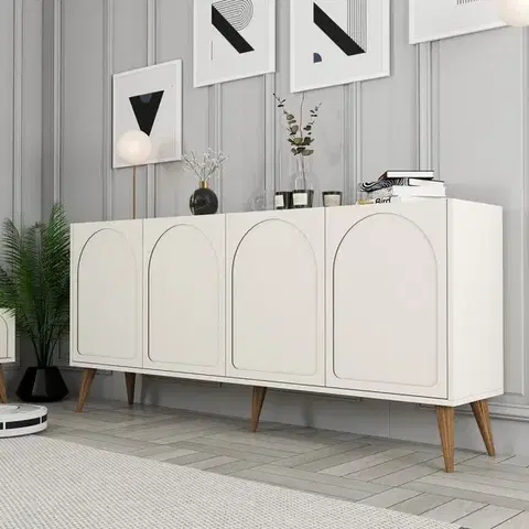 Konzolový stolek Lyon 81 - Cream, Walnut
