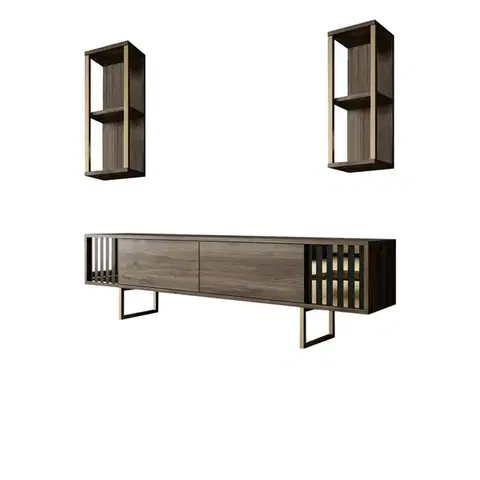 Televizní stolek s policemi Linie Walnut and Gold