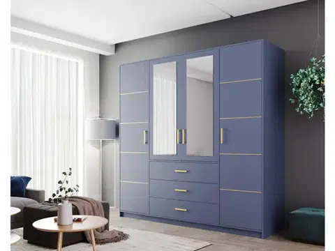 ArtStol Šatní skříň BALI 2 D4 s nástavcem | modrá