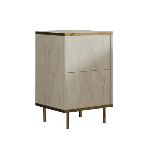 Noční stolek Imaj - Travertine, Gold - POSLEDNÍ 2 KUSY