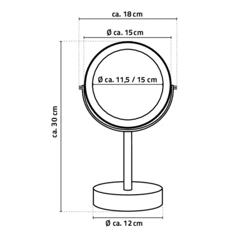 RIDDER DAISY kosmetické zrcátko na postavení LED, Ø 150, oboustranné, chrom 03111000